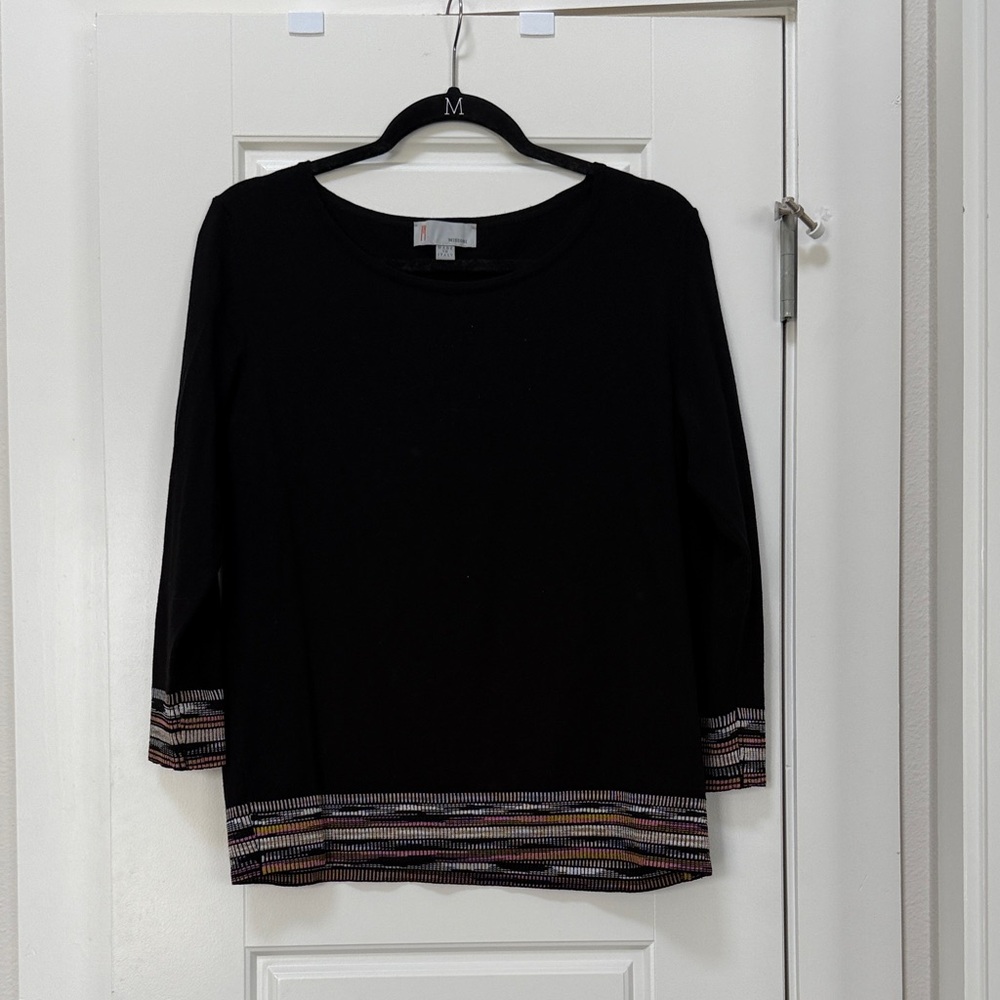 Missoni Black Blouse with Patterned Hem